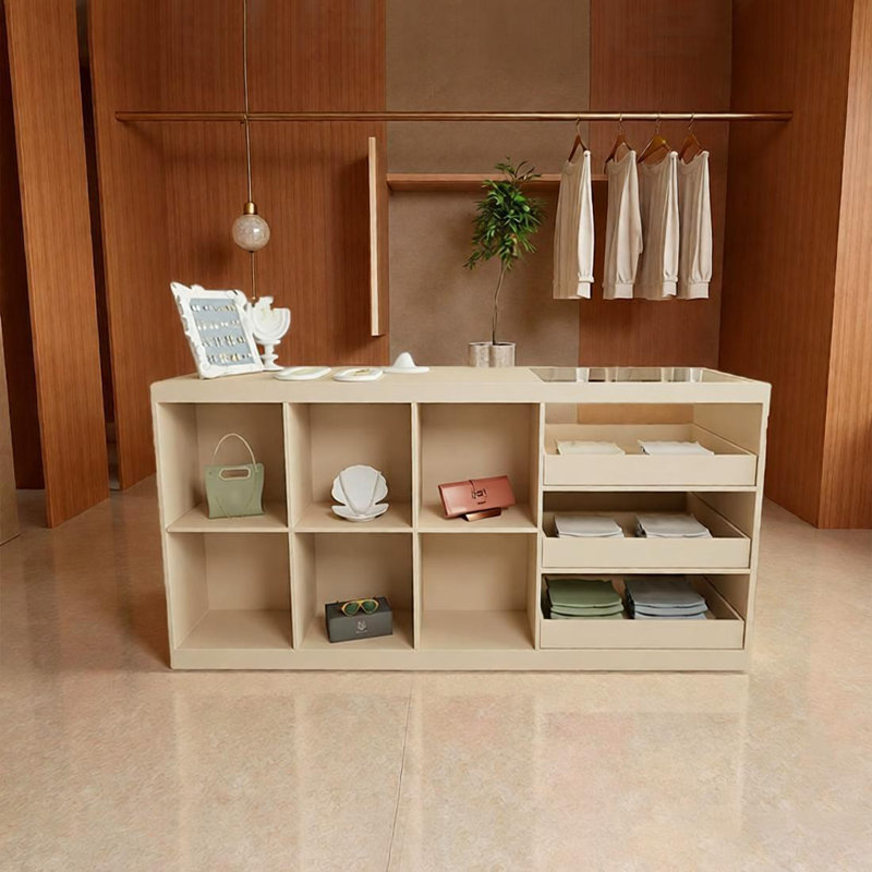 Présentoir ouvert moderne et multifonctionnel, Beige