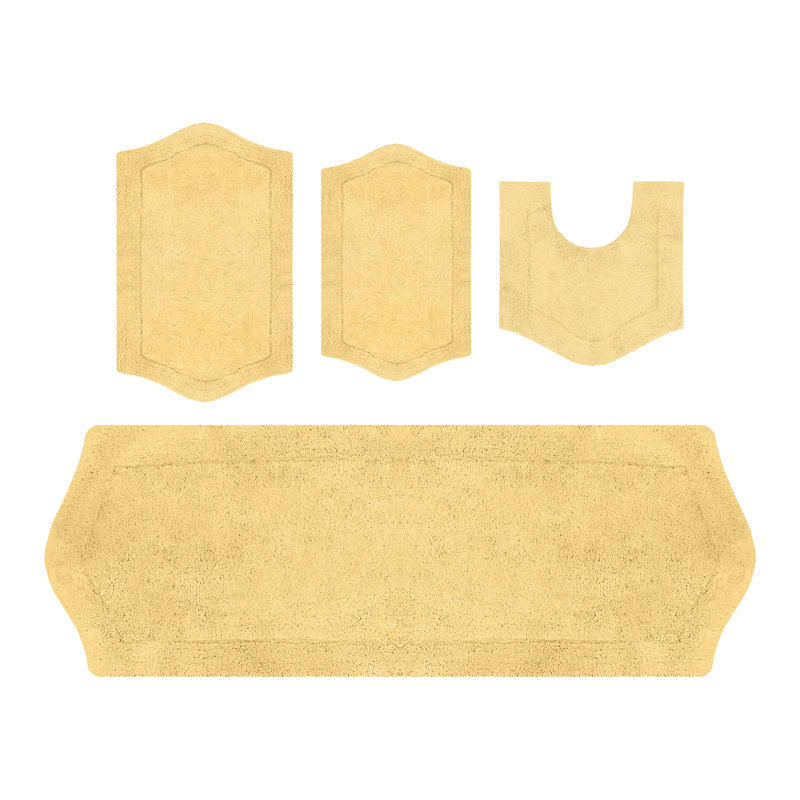 Morissette 4 Piece Bath Rug Set, Yellow