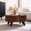 Table basse ronde moderne Mid-Century avec rangement rabattable et plateau en bois massif