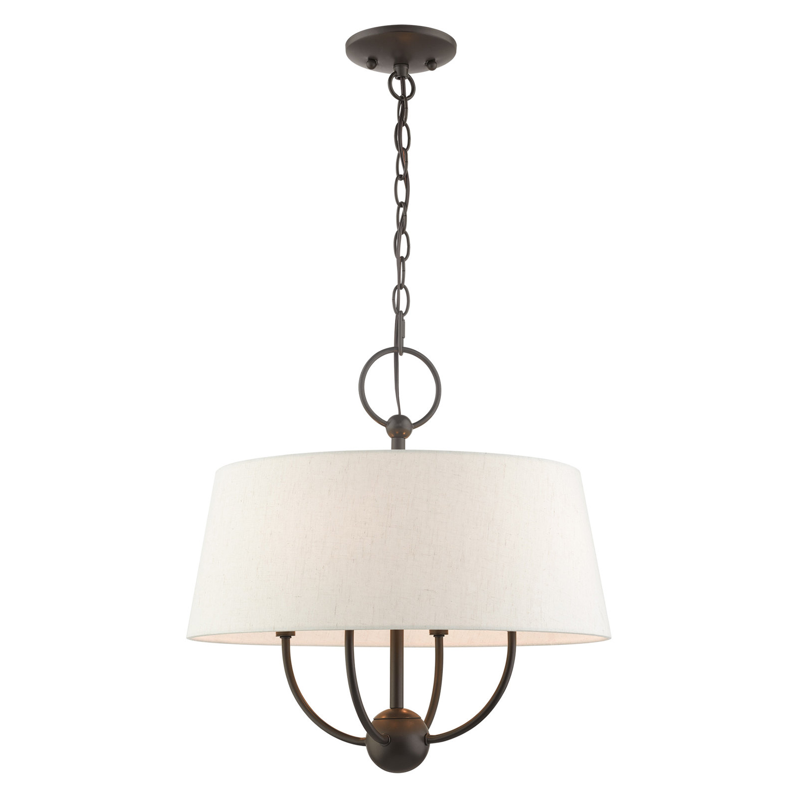 Desra 4 Light Linen Blend Dimmable Pendant, English Bronze