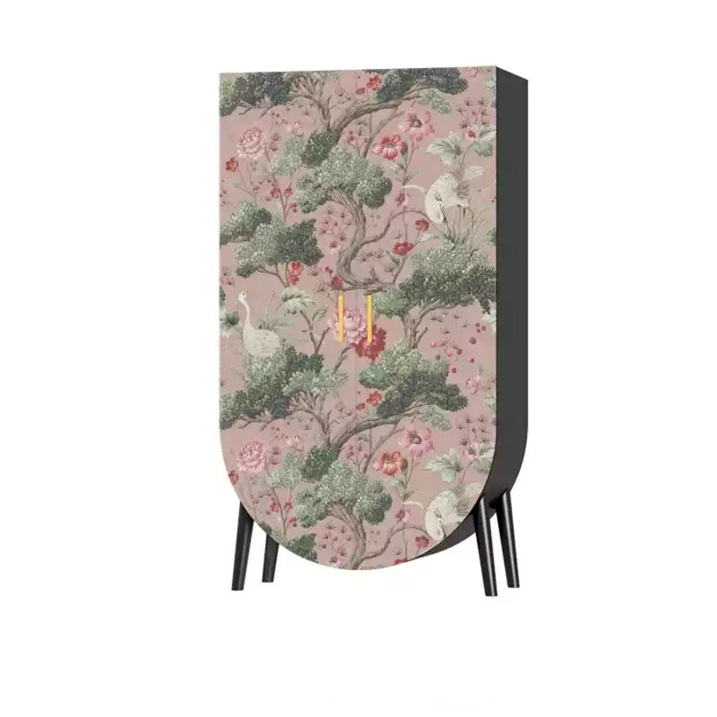 Armoire de rangement moderne à deux portes, Noir / Rose