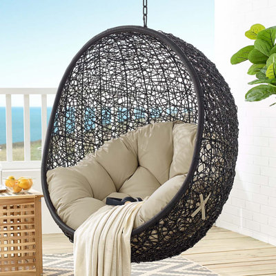Modway Encase Sunbrella Fabric Swing Outdoor Patio Lounge Chair without Stand
