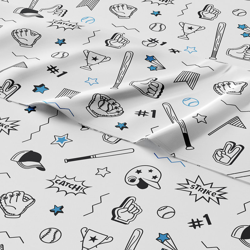 Kids Full Blue and White Microfiber Deep Pocket Sheet Set