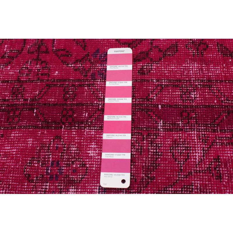 Tapis rose foncé en laine noué à la main de conception unique 2000 pi 6 pi 9 po x 10 pi 4 po Odelyn