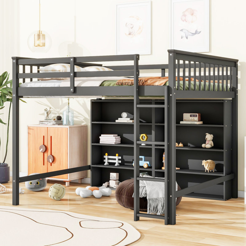 Lit plateforme Jasielle, Double, Gris