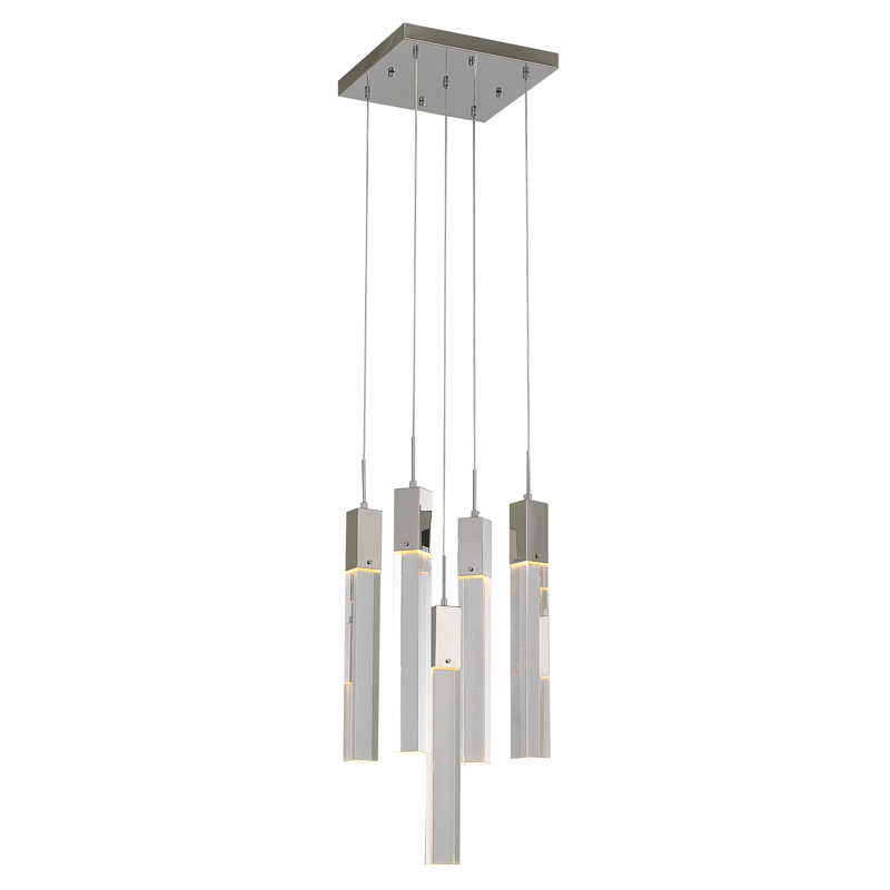 5-Light Chrome Chandelier With A Clear Crystal, Chrome, Clear