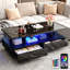 Table basse avec 2 grands tiroirs et tablettes ouvertes Jaycean-1658563366