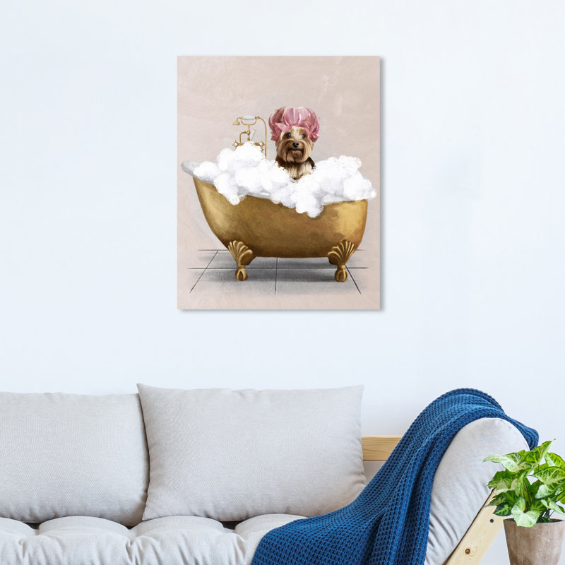 Baignoire Yorkie - Peinture, Toile tendue, H 16 po x l 16 po