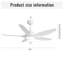 Ventilateur de plafond 48 pouces avec lumière DEL à intensité variable et télécommande