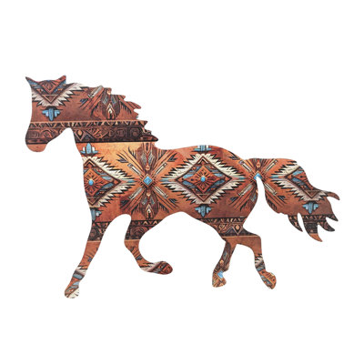 Art mural de chevaux en métal aztèque du sud-ouest