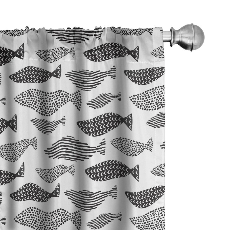 Fish Semi-Sheer Rod Pocket Sliding Panel, 28" x 95"