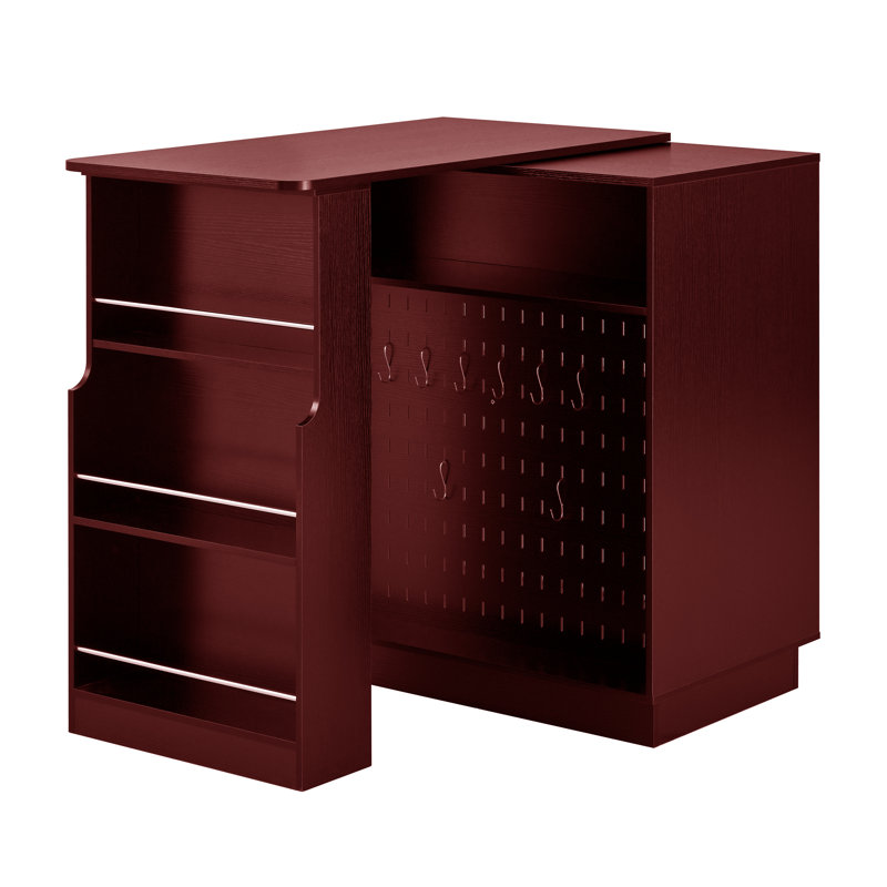 Kitchen Island With Extendable Dining Table, Red