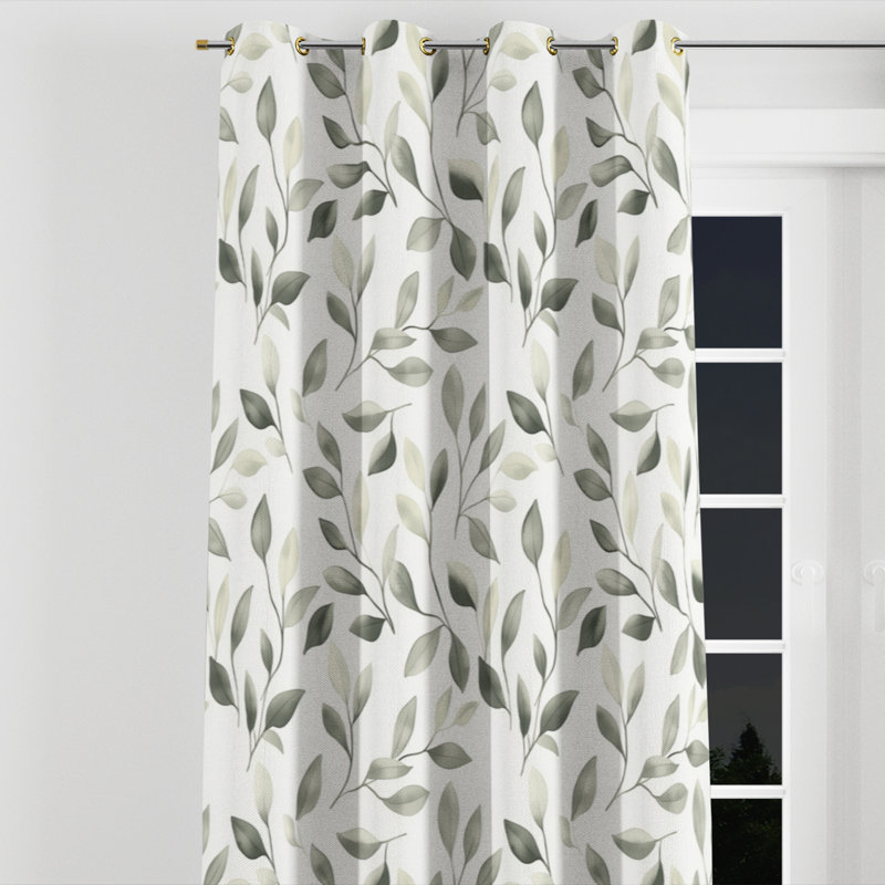 Rideaux abstraits - 1 rideau à œillets Modern Sage Drift, Œillets dorés, L 52 po x L 95 po
