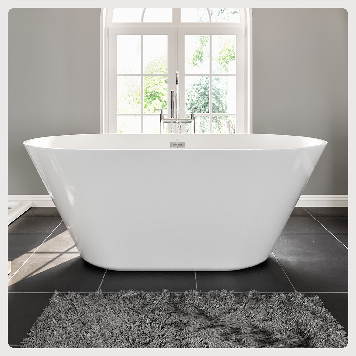 60'' x 32'' Freestanding Tub with Integrated Waste and Overflow in