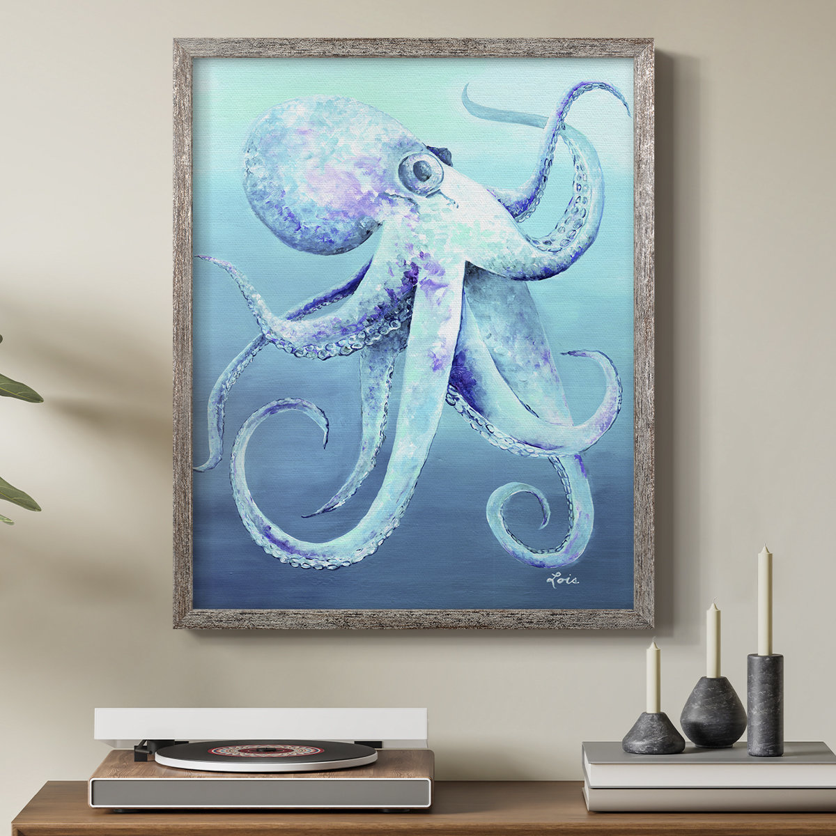 Ophelia & Co. Octopus Framed Print - Solid Wood | Wayfair
