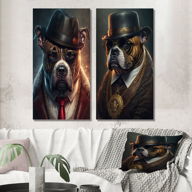 Mafia Pitbull - ensemble de 2 reproductions, Toile tendue, H 20 po x l 24 po