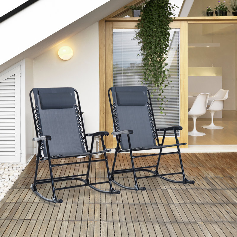 Chaise berçante d'extérieur en métal Dorantes, Gris