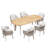 Aio 6 Person Teak Outdoor Dining Set With White Cushions