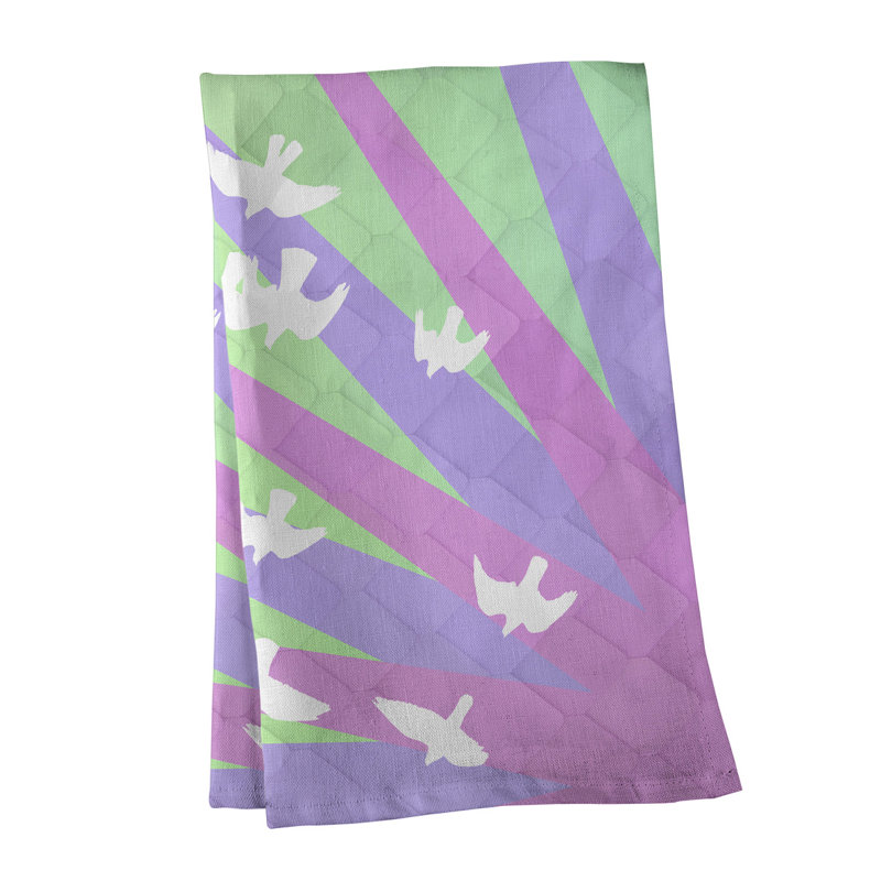 Tea Towel Kitchen Towel, Cotton Twill, Dark Green/Purple