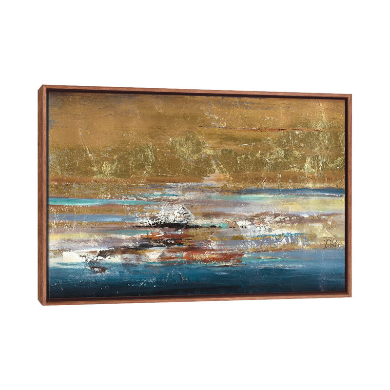 « Acuazul » par Patricia Pinto, reproduction d’art, Toile avec cadre en bois brun classique, Pas de tapis