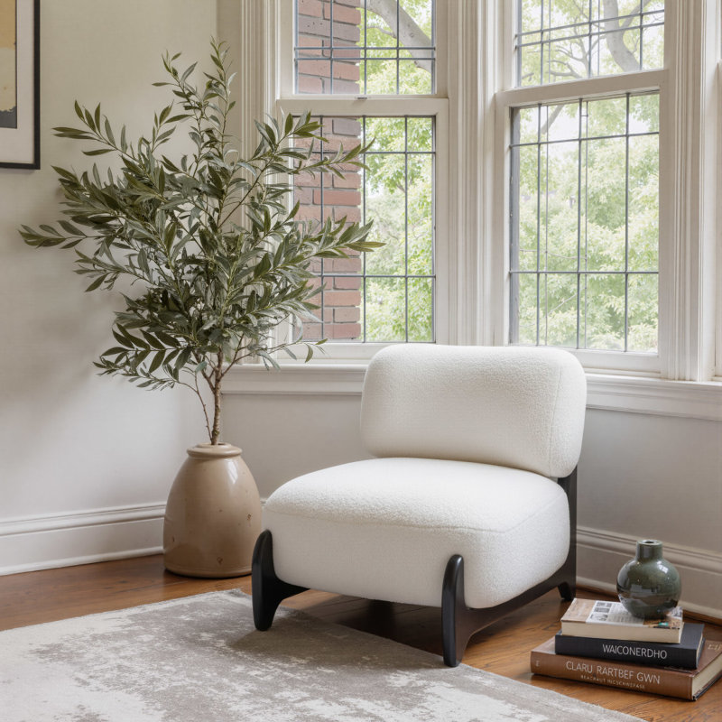  Chaise d'appoint en sherpa blanc