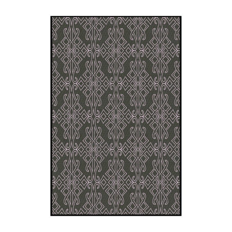 Laine tissé à la machine à la machine et polyester gris/vert Tapis décoratif, Rectangle 2 pi x 4 pi