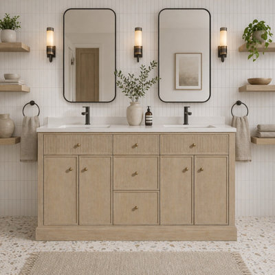 Meuble-lavabo simple 30 po avec plateau en pierre reconstituée Redondo