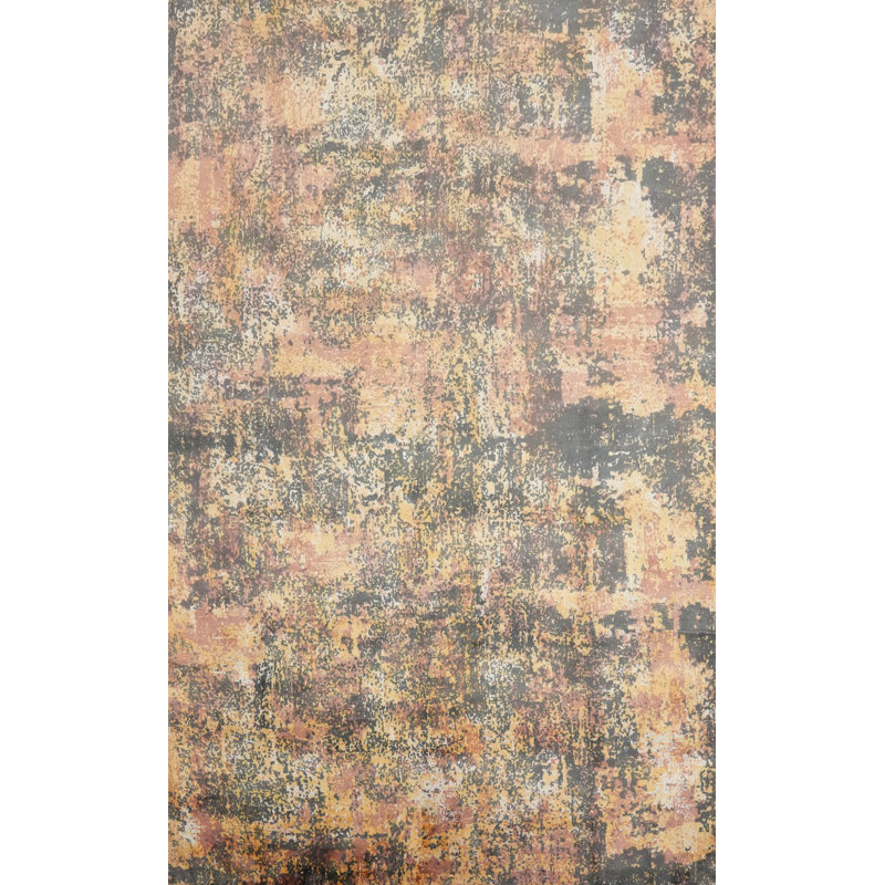Tapis rustique d'aspect vieilli 7 x 10 avec une touche artistique moderne