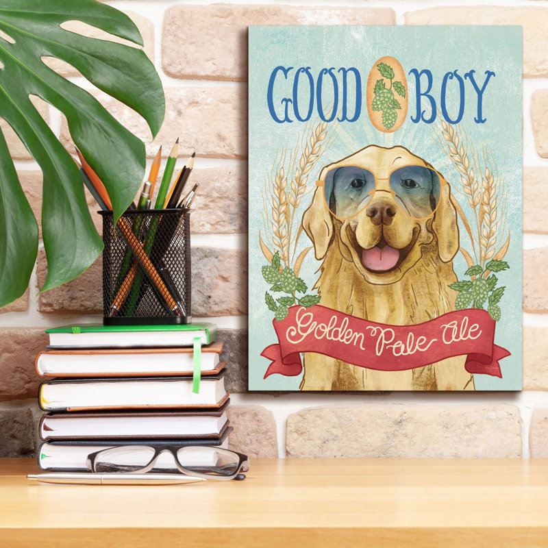 «Beer Dogs 2» par Mary Urban, art mural sur toile, 40 po x 54 po, H 16 po x l 12 po x P 0,75 po