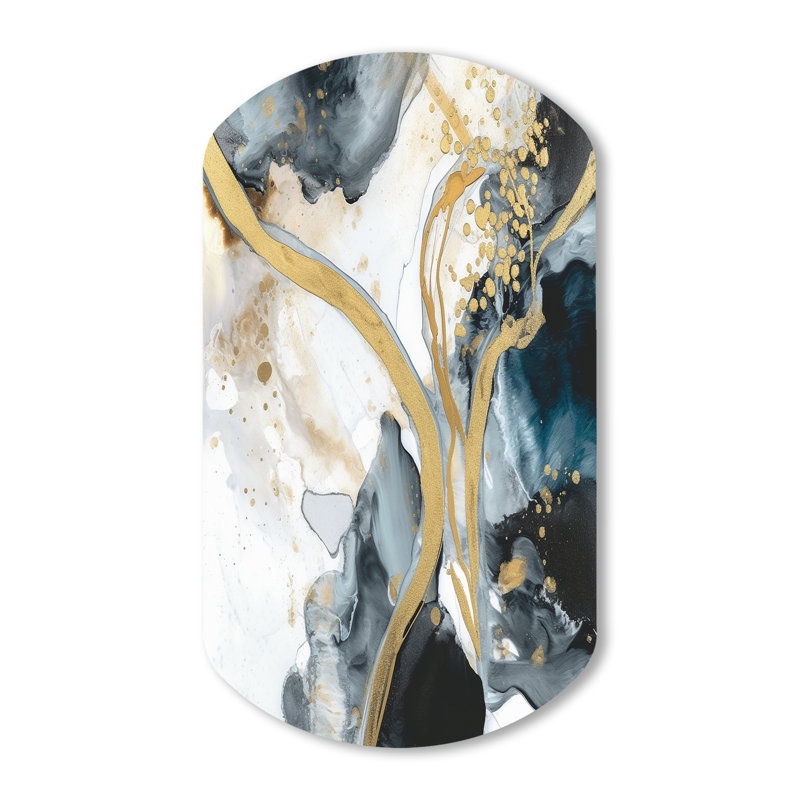 Marble Painting Textured V - Marble Cylinder Print on Metal, Modern Asymmetrical Metal Wall Decor, 43" H x 23" W x 1" D