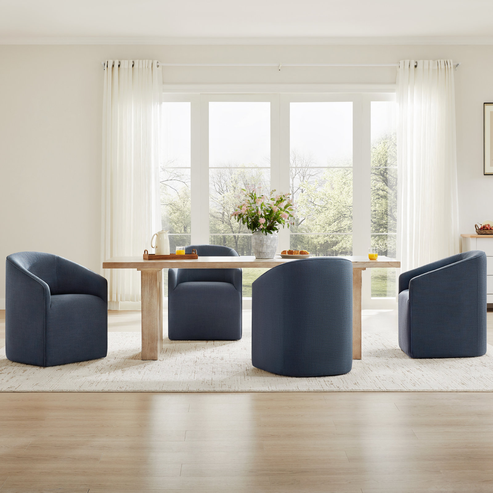 Concorde Linen Dining Chair, Effie Indigo Performance Linen