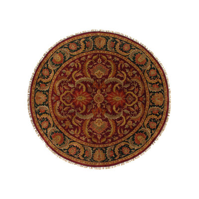 Tapis rond rouge noué à la main 8 pi x 8 pi Augra