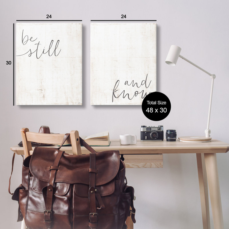 Traduction libre «Be Still And Know Calligraphy», H 30 po x l 24 po