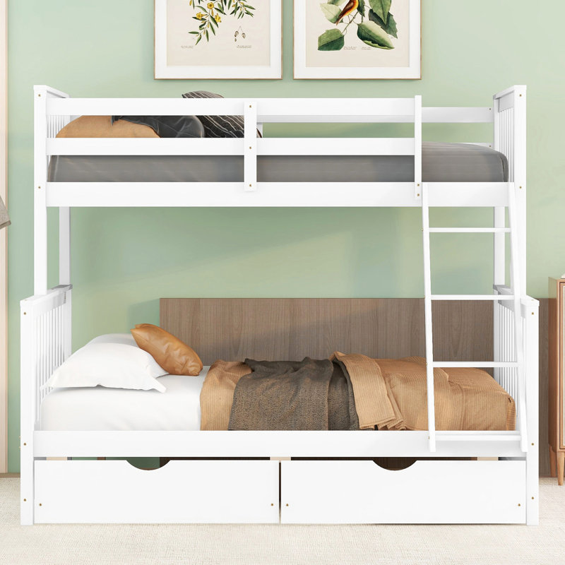 Lit superposé simple blanc avec tiroirs - Améliore l'organisation et le rangement de la chambre à coucher, Blanc