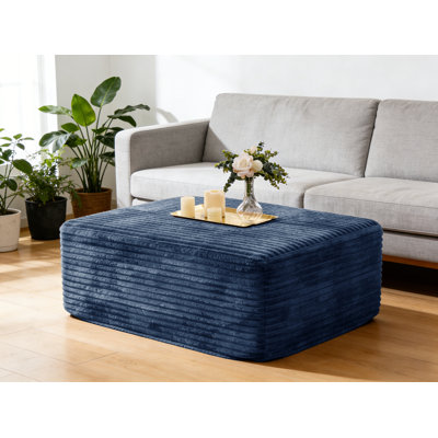 27.6" Wide Compression Corduroy Ottoman For Living Room Single Ottoman Modular Part For Sectional Sofa