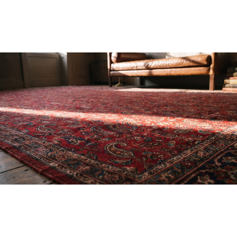 Small Allover Paisley Pattern Antique Oversized Red Indian Lahore Carpet
