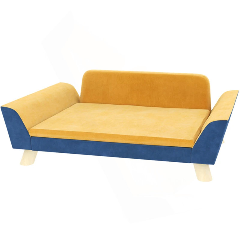 Canapé-lit pour chien avec coussin moelleux, housse lavable, orange