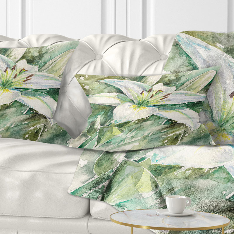 Coussin lombaire de peinture floral grand lily