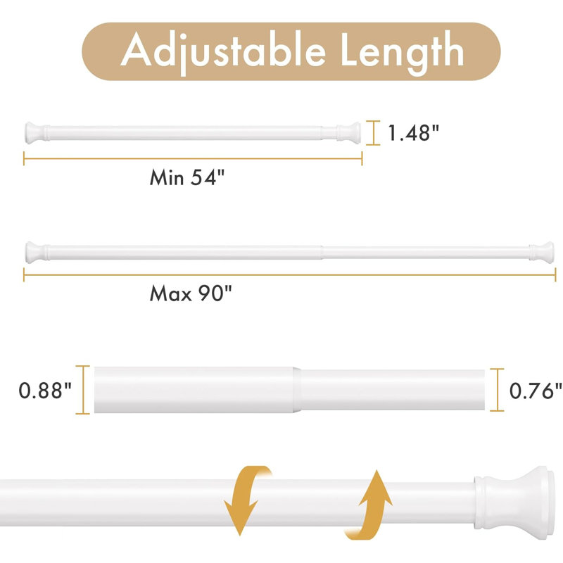 Tringle à rideau de douche Tension - Tringle de salle de bain réglable résistante à la rouille pour une installation facile sur toutes les surfaces