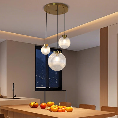 Luminaire suspendu en verre brossé à 3 lumières Vintage