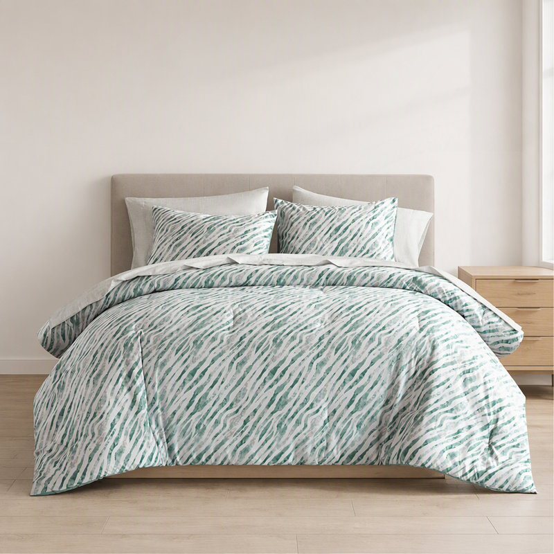 Ensemble d'édredon 7 pièces avec ensemble de draps, vert