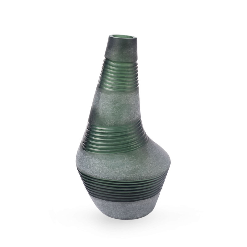 Amahle Handmade Handblown Glass Table Vase, Fern Green, 21" H x 11" W x 11" D