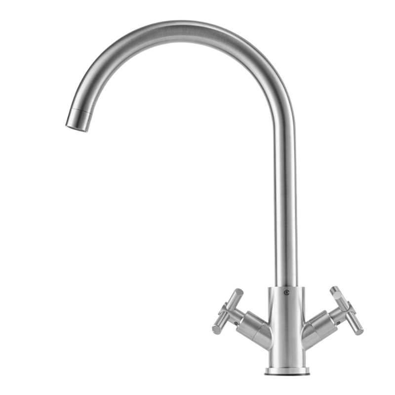 G1/2 304 Stainless Steel Dual-Handle Kitchen Faucet, Brushed Nickel