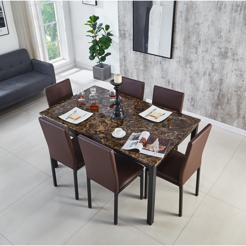 Calmo 6 - Person Dining Set, Brown