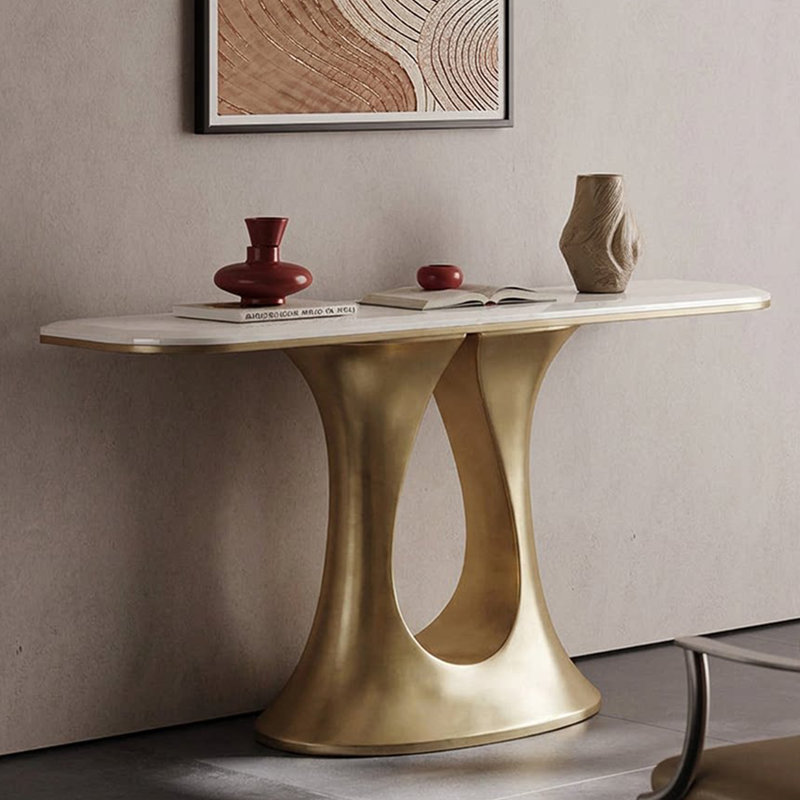 Marble Top Console Table, H 33,5 po x l 47,2 po x P 13,8 po