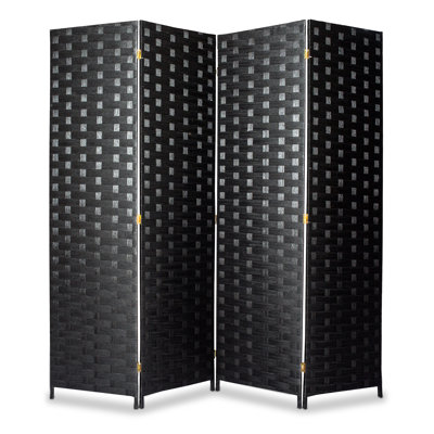 Cloison tissée en fibre tissée - Cloison décorative intérieure autoportante pliable légère à 4 panneaux, Séparateur d'écran, Meilleure intimité pliante, Espace de rangement, Porche, Bureau