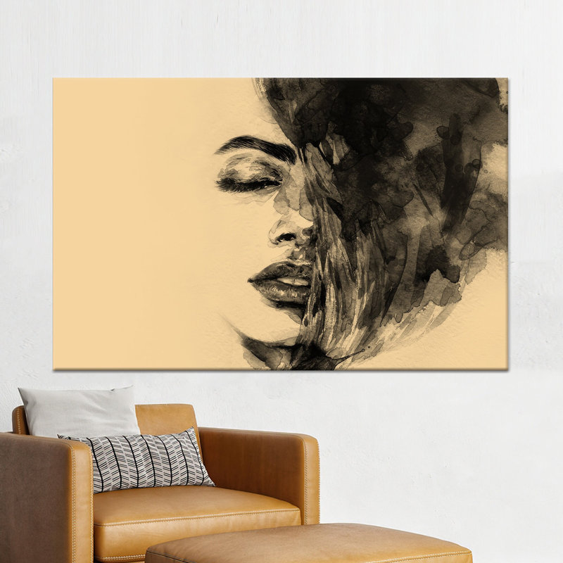 Femme abstraite, impression sur toile: art moderne et élégant pour la maison, toile tendue 1P, H: 59,1 po x l: 98,4 po