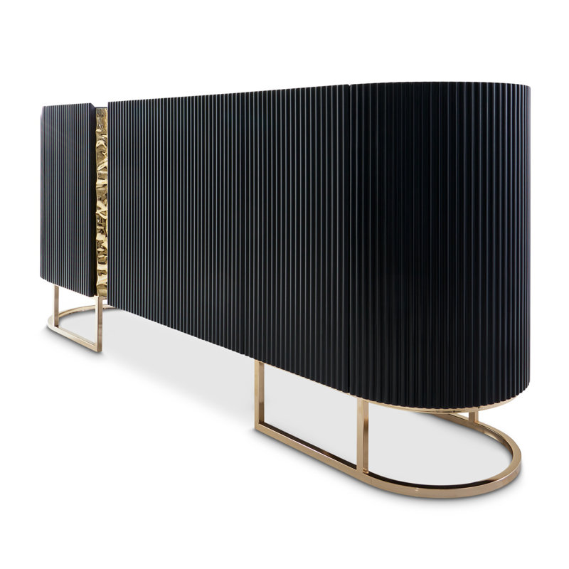 Console Lisbon Reeded - Noir mat soyeux, Noir