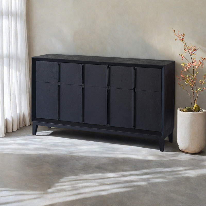 Armoire de rangement vintage en bois massif, Noir