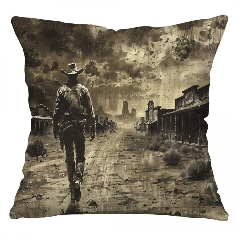 Coussin Cowboy, sergé de coton Western, H 26 po x l 26 po
